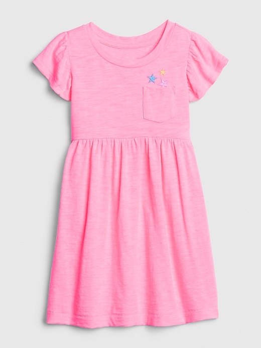 1 of 8 showing, with the color pink stars of product Toddler Flutter Dress