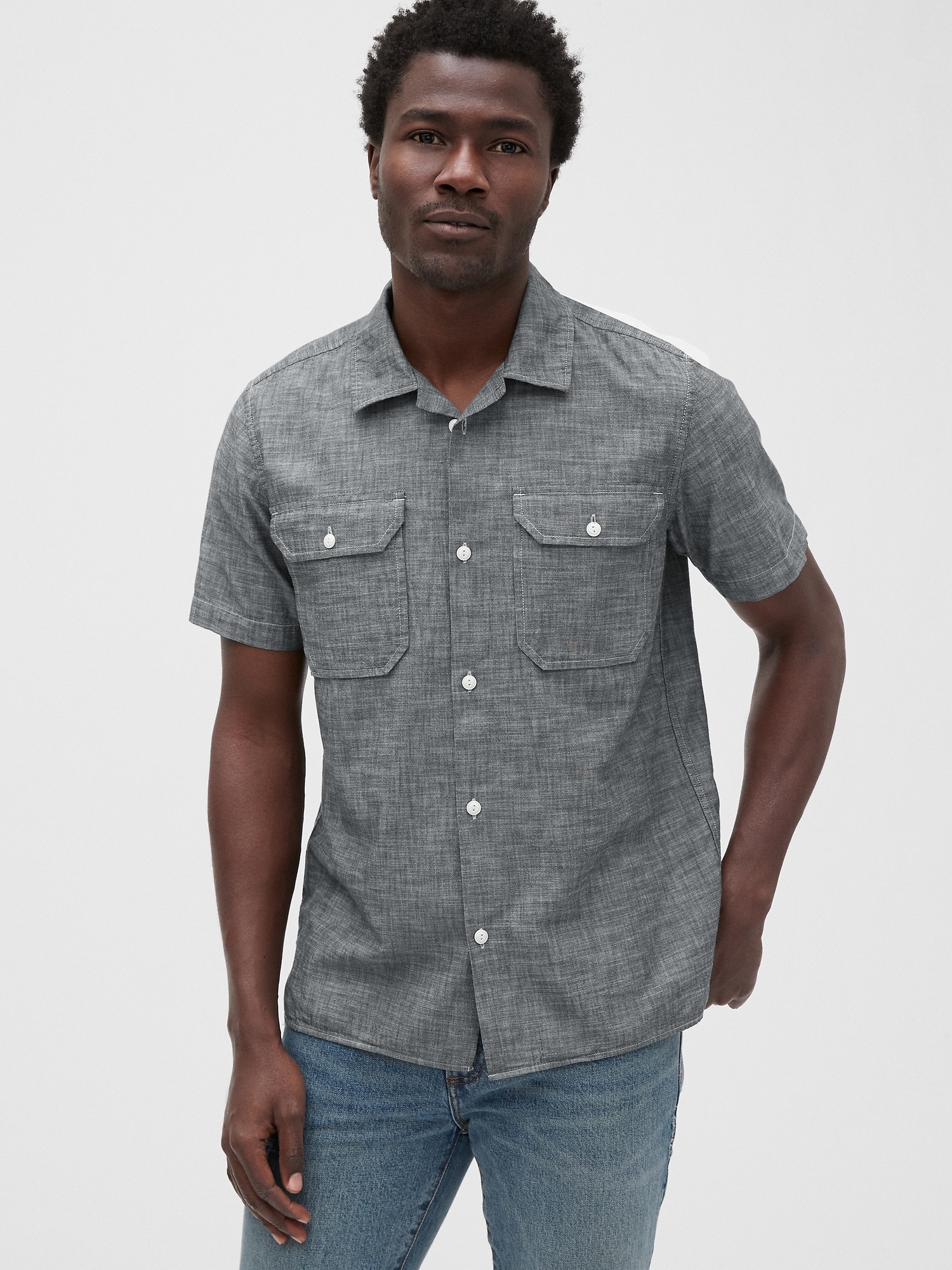 denim camp shirt