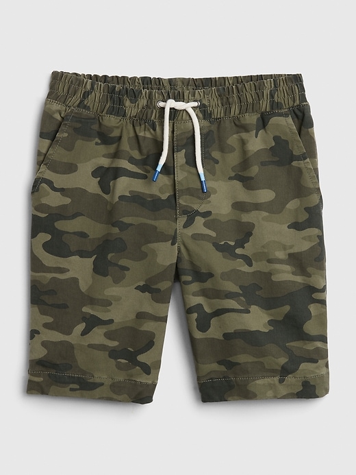1 of 8 showing, with the color green camo of product Kids Pull-On Easy Shorts with Stretch