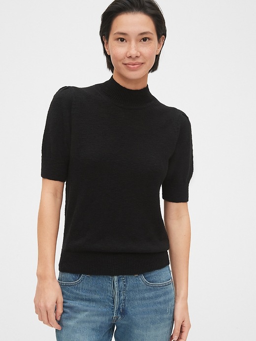 View large product image 1 of 1. Puff Sleeve Mockneck Sweater