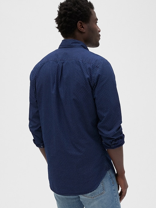 2 of 8 showing, with the color dot print of product Dot Denim Shirt in Slim Fit