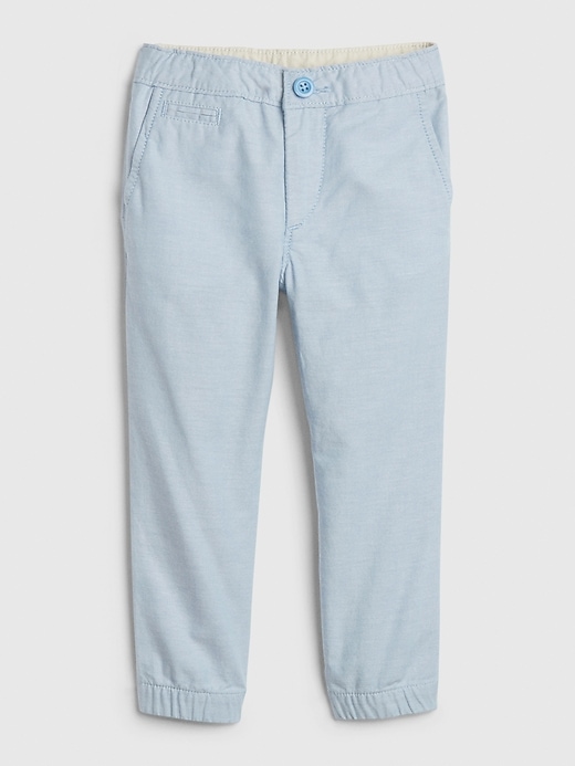 1 of 8 showing, with the color oasis blue of product Toddler Slim Twill Joggers