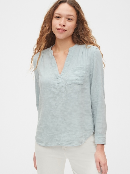 Image number 1 showing, Gauzy Popover Shirt in Cotton