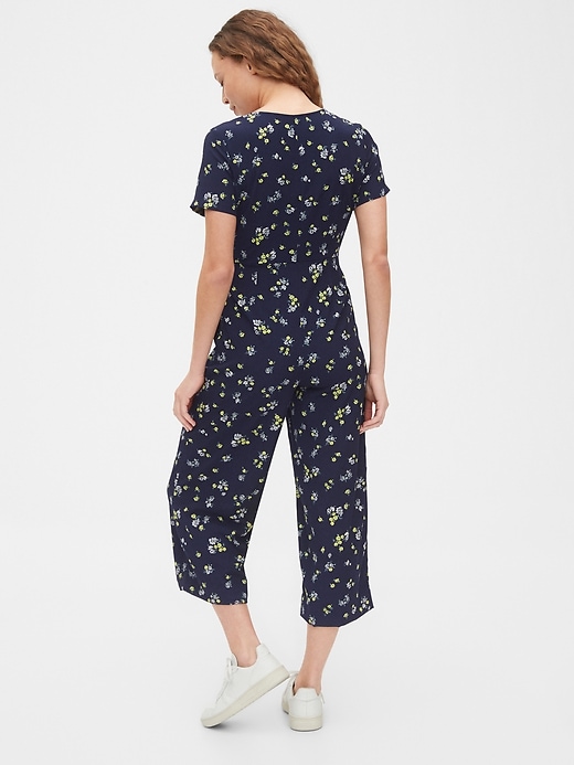2 of 8 showing, with the color blue floral of product Button-Front Jumpsuit