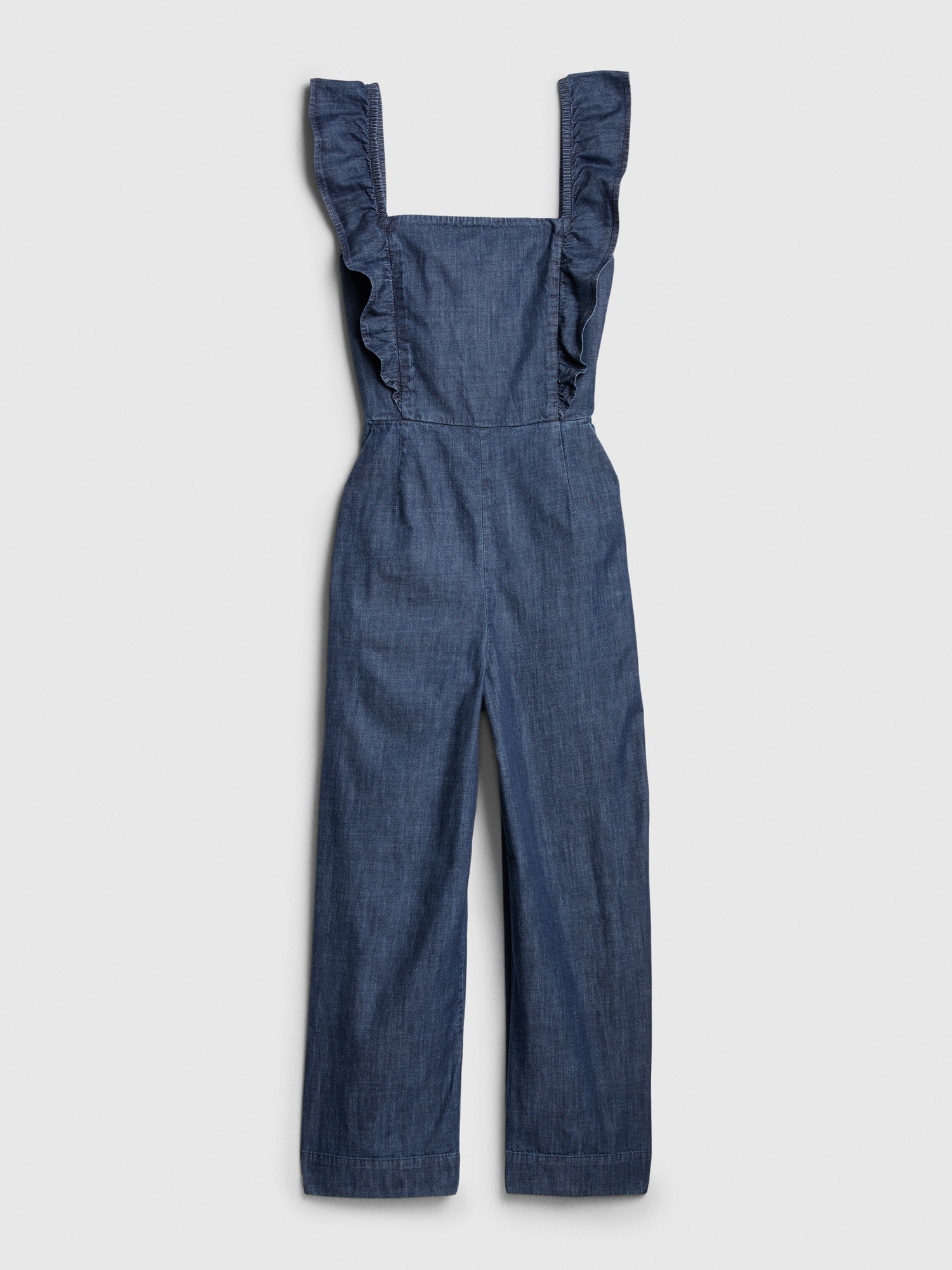 jean ruffle jumpsuit