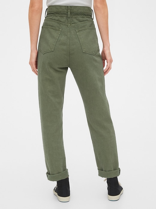 2 of 8 showing, with the color olive green of product Paperbag Boyfriend Jeans