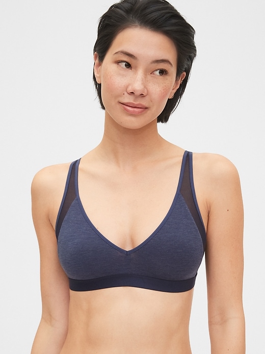 1 of 8 showing, with the color military blue of product Breathe Mesh-Insert Bralette