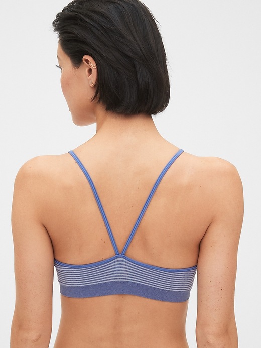 2 of 8 showing, with the color blue heather stripe of product Seamless Racerback Pullover Bra