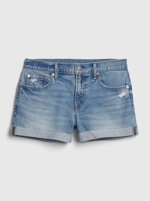 Image number 6 showing, 3" Mid Rise Distressed Denim Shorts