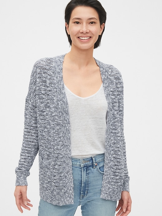 1 of 8 showing, with the color navy blue marl of product Marled Swing Cardigan