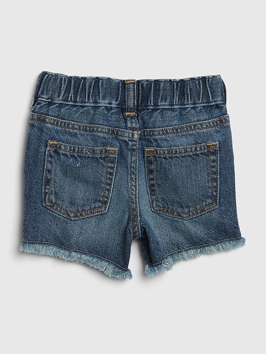 2 of 8 showing, with the color dark wash indigo of product Baby Destructed Denim Shorts