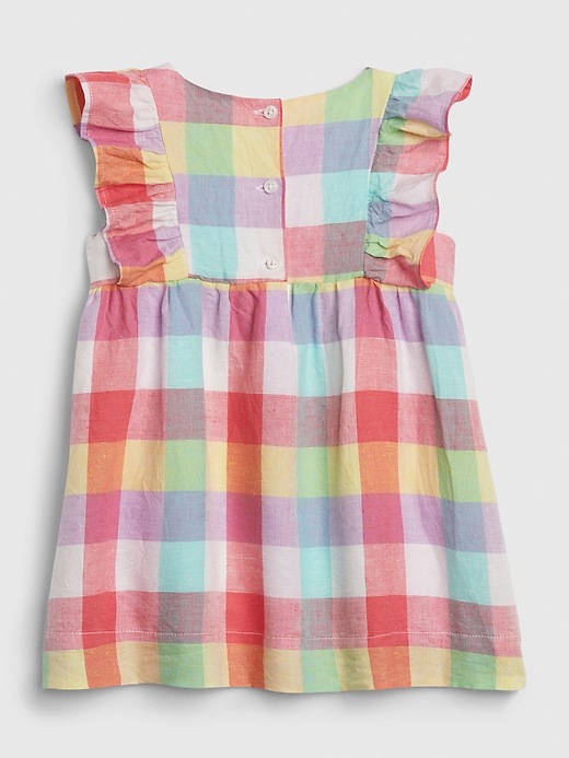 2 of 8 showing, with the color new off white of product Baby Cascade Ruffle Plaid Dress