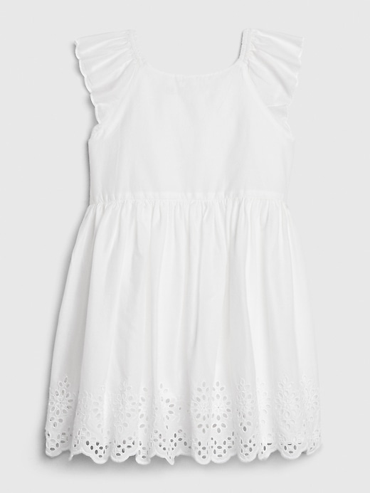 2 of 8 showing, with the color white of product Toddler Eyelet Flutter Dress