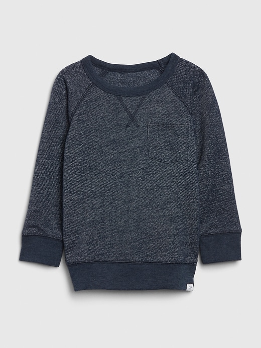 1 of 8 showing, with the color blue of product Toddler Pocket Crewneck Sweatshirt