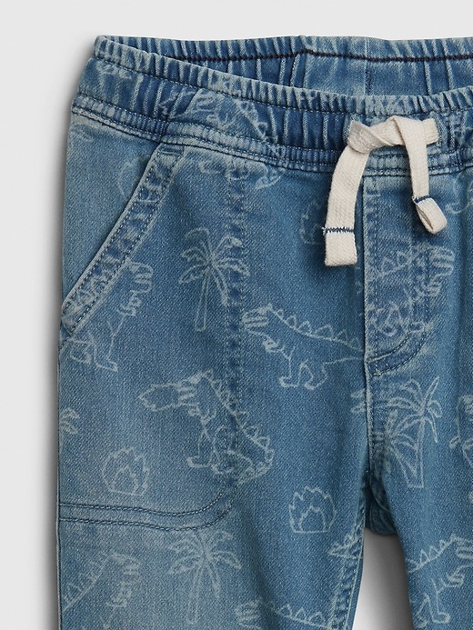 Image number 3 showing, Toddler Pull-On Denim Laser Print Jogger with Stretch