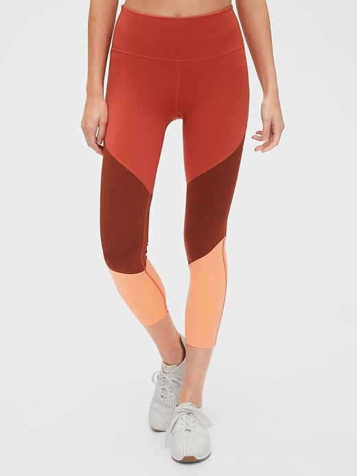 1 of 8 showing, with the color terra cotta brown of product GapFit High Rise 7/8 Leggings in Eclipse