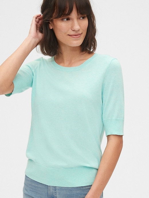1 of 8 showing, with the color blue aqua of product Crewneck Sweater in Modal
