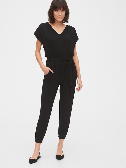 Image number 1 showing, Softspun V-Neck Jumpsuit