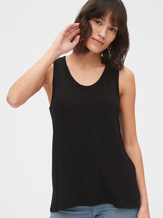 1 of 8 showing, with the color true black of product Softspun Scoopneck Tunic