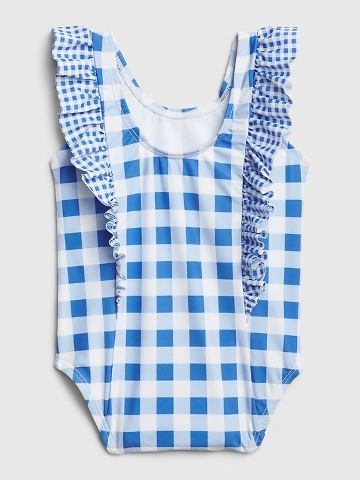 View large product image 2 of 3. Baby Gingham Ruffle Swim One-Piece