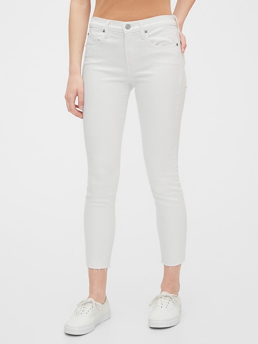 Image number 1 showing, Mid Rise True Skinny Ankle Jeans with Raw Hem