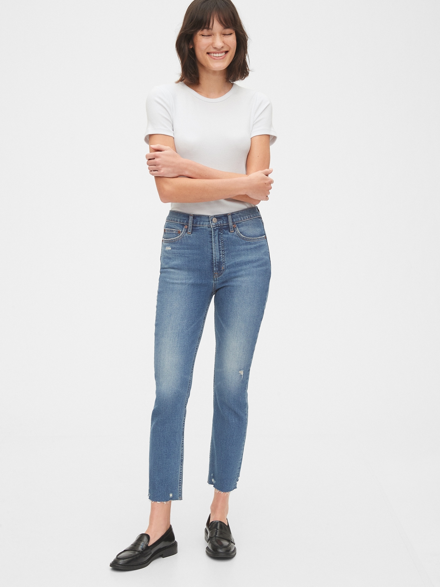 High Rise Distressed Vintage Slim Jeans | Gap