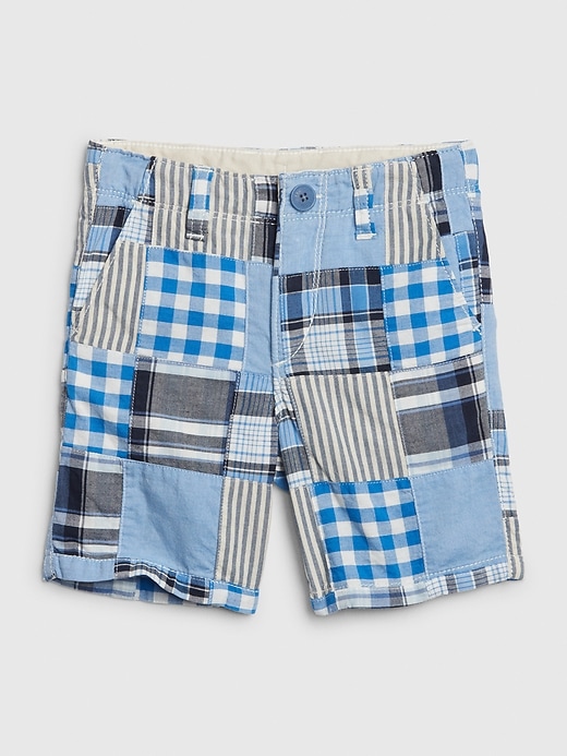 1 of 8 showing, with the color patchwork plaid of product Toddler Plaid Patchwork Shorts