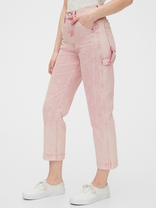1 of 8 showing, with the color pink tie dye of product High Rise Carpenter Jeans