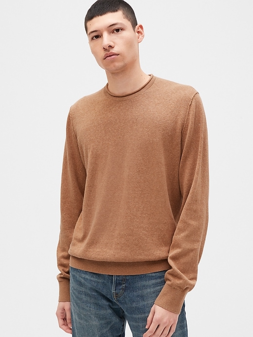 Image number 7 showing, Crewneck Sweater in Linen-Cotton