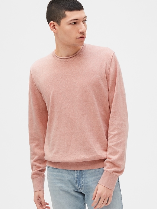 1 of 8 showing, with the color willow pink of product Crewneck Sweater in Linen-Cotton