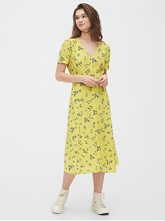 midi cap sleeve dress gap