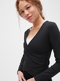 View large product image 4 of 6. GapFit Blackout Rib Long Sleeve Wrap Front Top