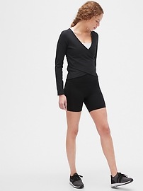 View large product image 5 of 6. GapFit Blackout Rib Long Sleeve Wrap Front Top