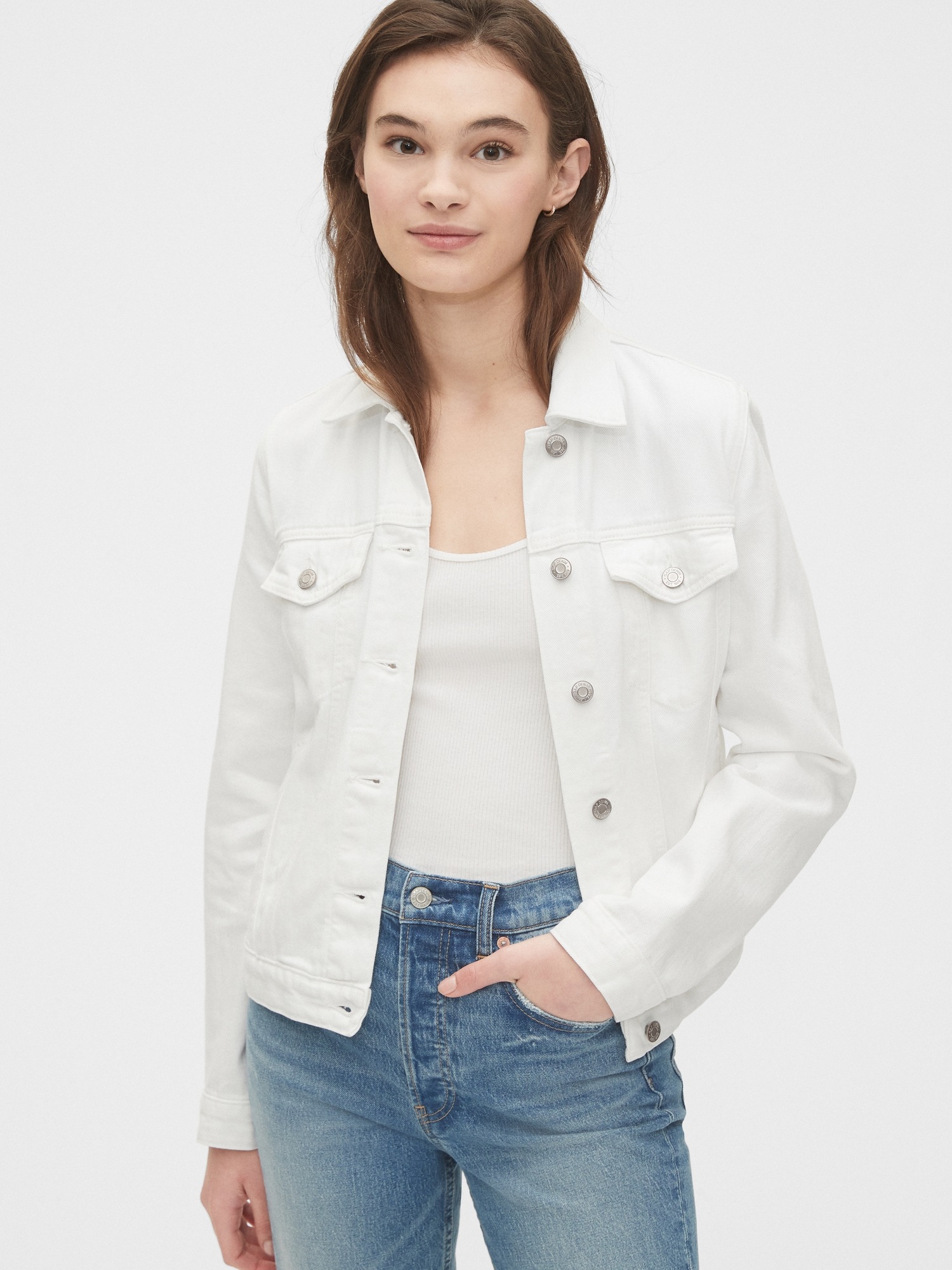 gap white denim jacket