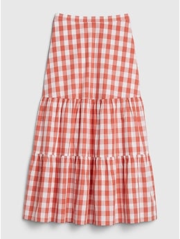 Gingham Midi Skirt Gap