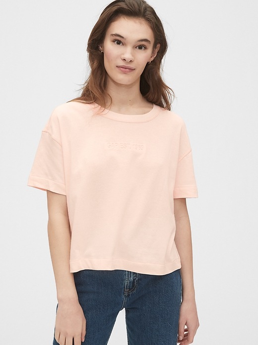 1 of 8 showing, with the color powder pink of product Gap Logo Cropped T-Shirt