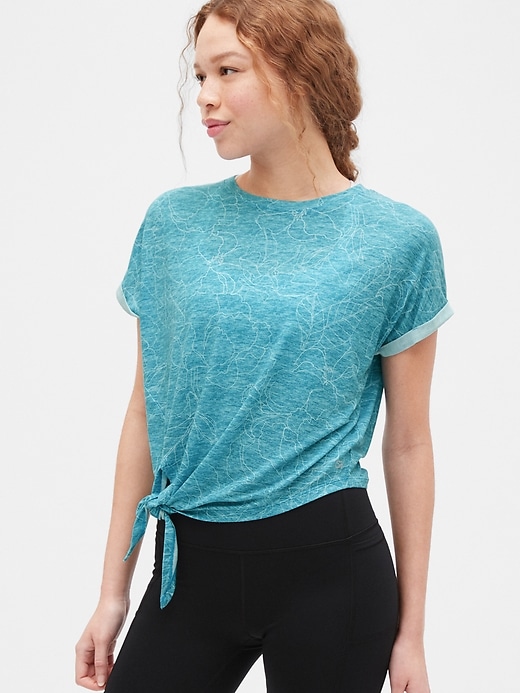 View large product image 1 of 1. GapFit Breathe Dolman Sleeve Side-Tie T-Shirt
