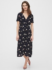 plus size button front midi dress