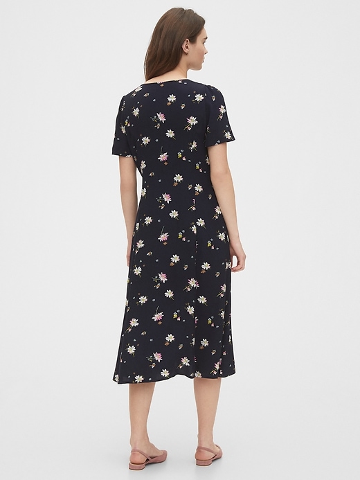 2 of 8 showing, with the color blue floral of product Button-Front Midi Dress