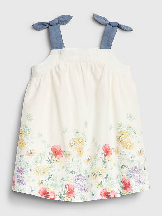 1 of 8 showing, with the color ivory frost of product Baby Floral Print Bow Tank Dress