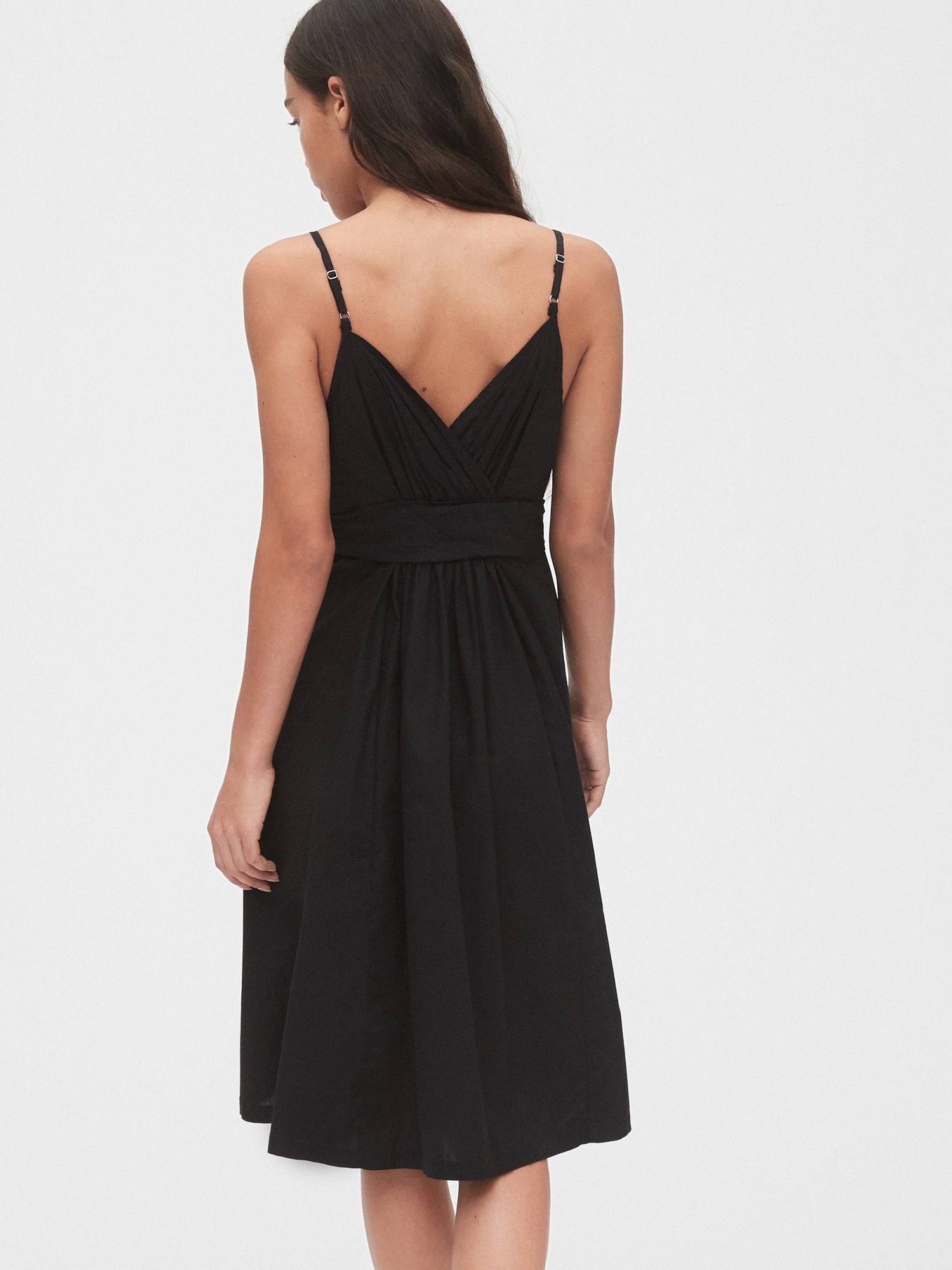 wrap front pleated cami dress