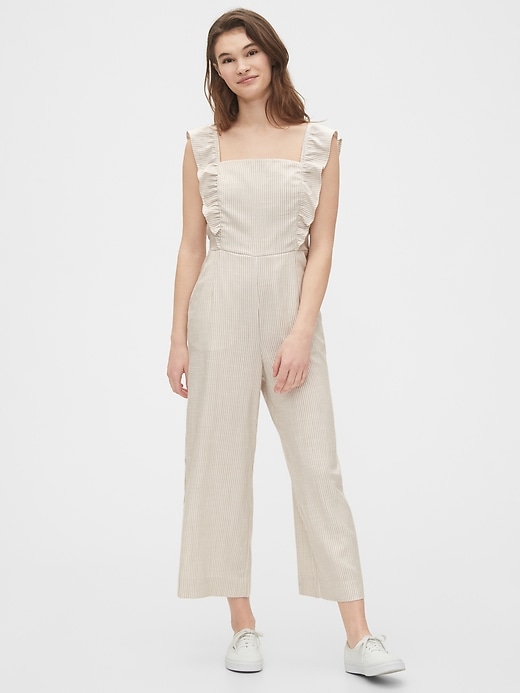 1 of 8 showing, with the color neutral stripe of product Ruffle Jumpsuit
