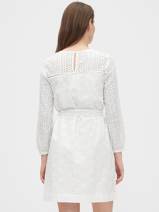 2 of 8 showing, with the color optic white of product Eyelet Tie-Belt Dress