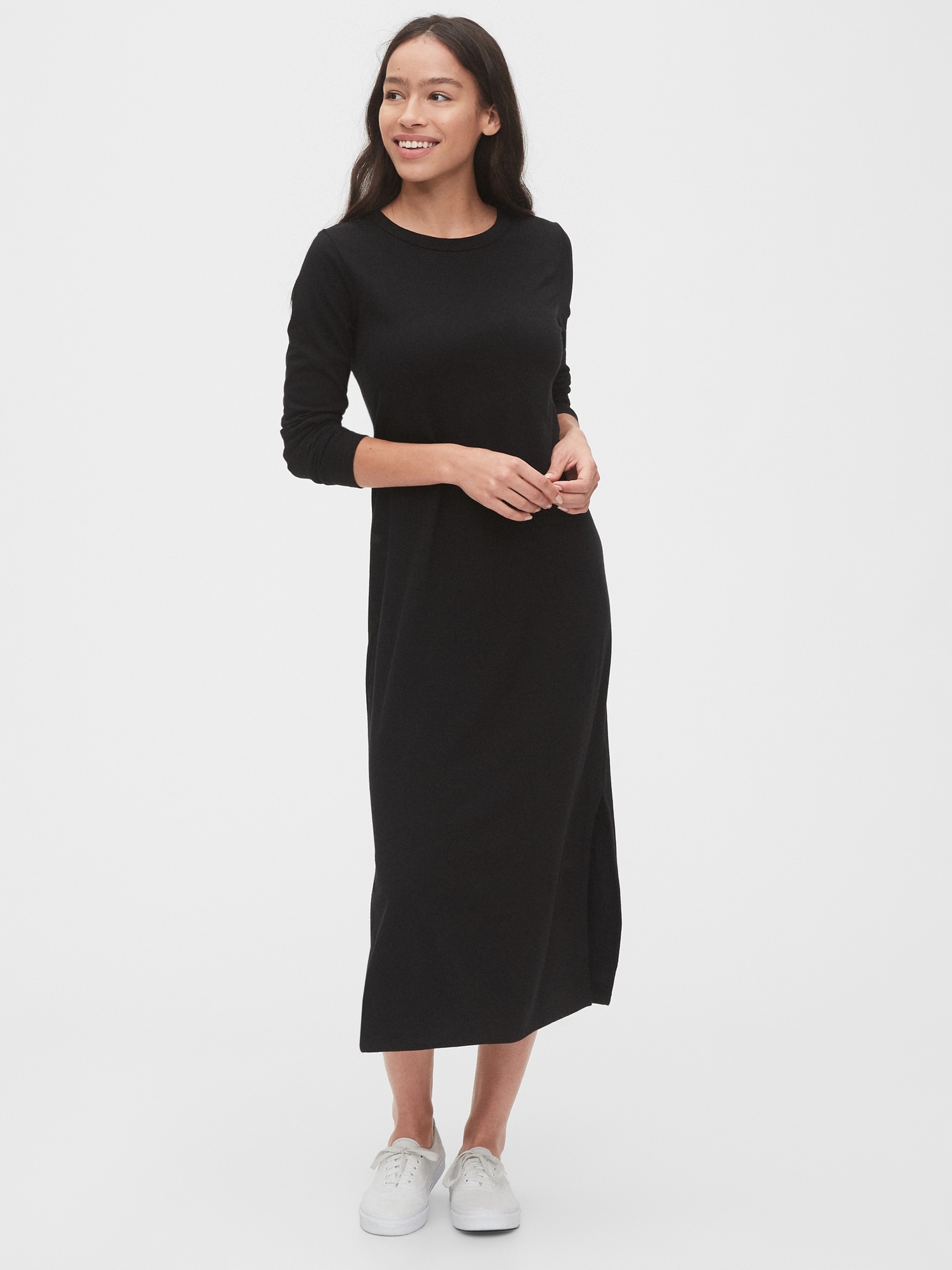 long sleeve knit midi dress
