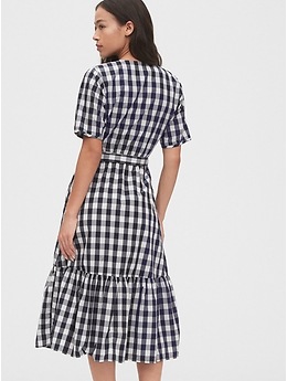 gingham wrap dress