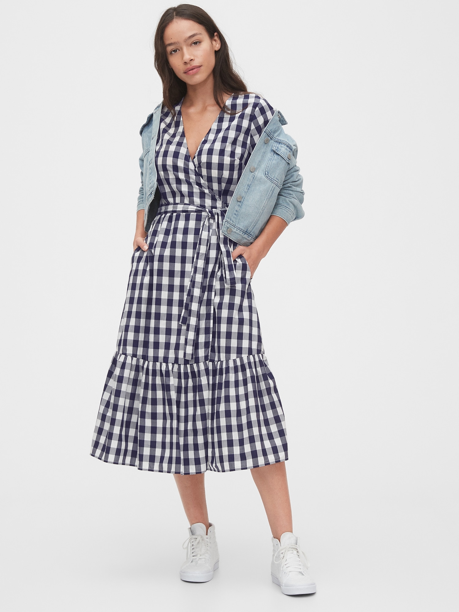 old navy gingham wrap dress