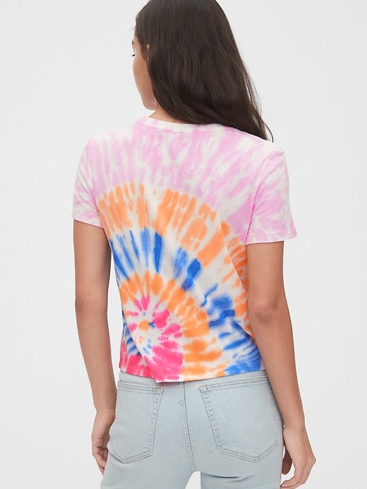 2 of 8 showing, with the color multi tie dye of product Authentic Cropped Print T-Shirt