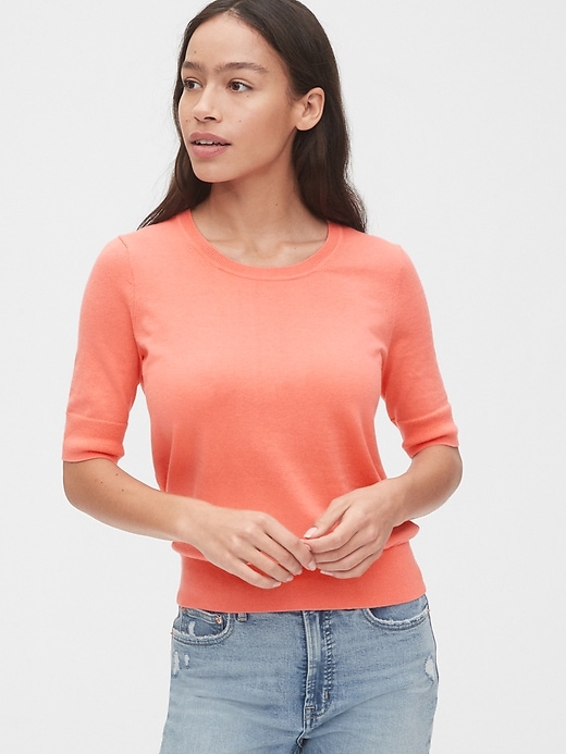 1 of 8 showing, with the color neon coral pink volt of product Crewneck Sweater in Modal