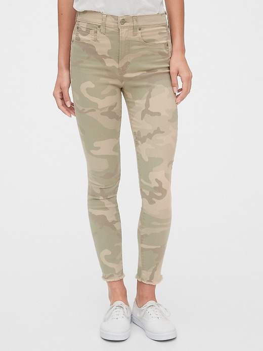 Image number 1 showing, High Rise Camo True Skinny Ankle Jeans with Secret Smoothing Pockets