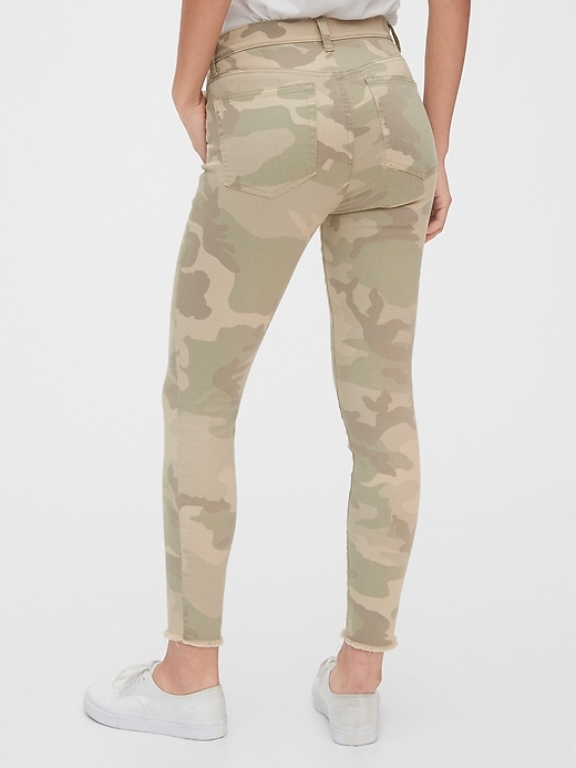 2 of 8 showing, with the color tan camo of product High Rise Camo True Skinny Ankle Jeans with Secret Smoothing Pockets